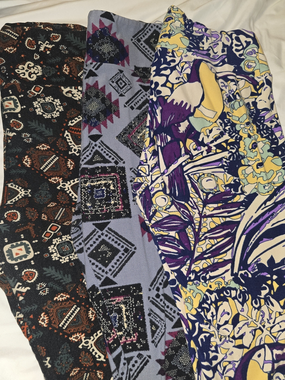 LuLaRoe Leggings Bundle in Black, Purple, Yellow, Gray